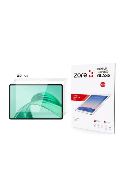 Honor Pad X8A Uyumlu Zore 5in1 Tablet Temperli Cam Ekran Koruyucu-Şeffaf ürün görseli 1