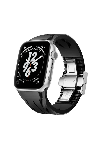 Apple Watch 10 46mm KRD-127 Metal Tokalı Silikon Kordon-Kırmızı ürün görseli 1