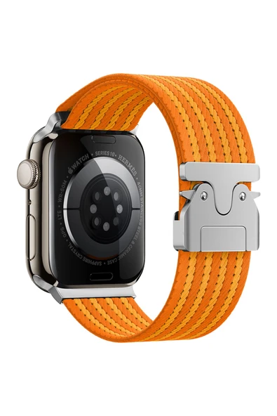 Apple Watch 2/3/4/5/6/7/8/9/se/ultra/Ultra 2 Seri 44mm Hasır Örgülü Kordon Tasarım (KRD-133) ürün görseli 1