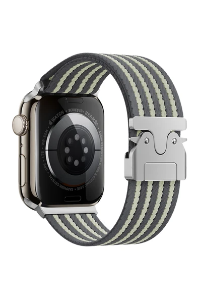 Apple Watch 2/3/4/5/6/7/8/9/se/ultra/Ultra 2 Seri 44mm Hasır Örgülü Kordon Tasarım (KRD-133) ürün görseli 1