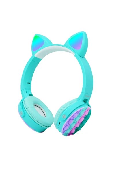 RGB Led Işıklı Kedi Kulağı Band Tasarımı Katlanabilir Kulak Üstü Bluetooth Kulaklık (CXT-950) ürün görseli 1