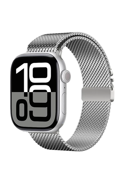 Apple Watch 7 45mm Heptekiletişim Krd-121 Metal Hasır Kordon-gümüş ürün görseli 1