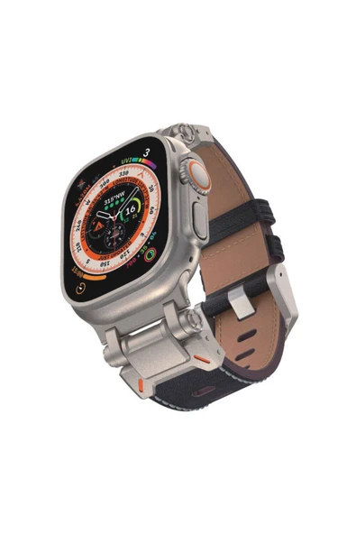 Apple Watch 44mm Clo Krd-114 Metal Başlıklı Suni Deri Kordon-açık Kahve ürün görseli 1