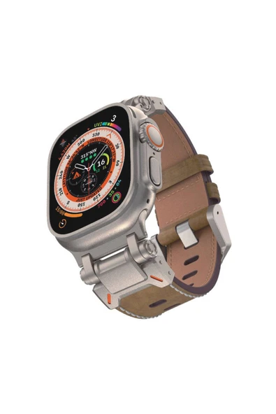 Apple Watch 44mm Clo Krd-114 Metal Başlıklı Suni Deri Kordon-taba ürün görseli 1