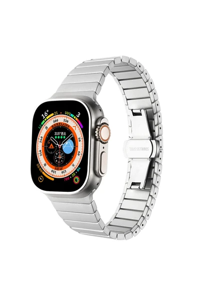 Apple Watch 7 41mm Kordon Krd-79 Metal Strap Kayış Clo- Gri ürün görseli 1