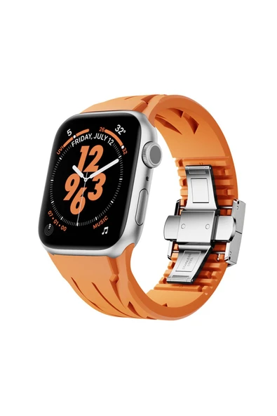Apple Watch 10 46mm Metal Tokalı Silikon Kordon (KRD-127) ürün görseli 1