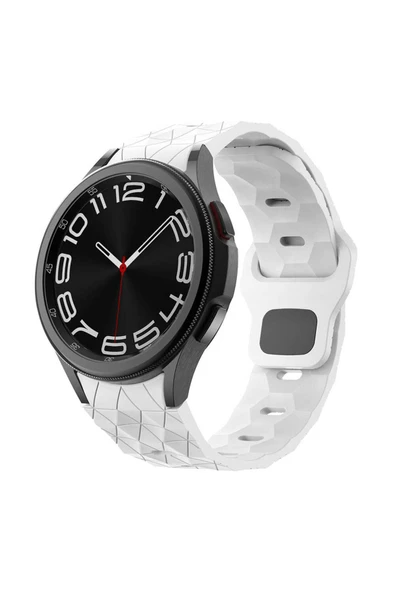 Samsung Galaxy Watch 6 44mm 20mm Futbol Desenli Spor Tasarımlı Silikon Kordon (KRD-116) ürün görseli 1