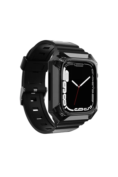 Watch 2/3/4/5/6/7/8/se/nike 38mm 40mm 41mm Sert Pc Kasa Koruyuculu Silikon Kordon (KRD-88) ürün görseli 1