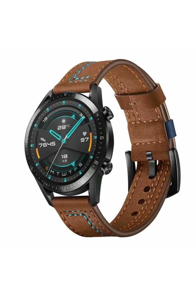 Samsung Galaxy Watch 46mm (22mm) Deri Kordon Metal Tokalı Tasarım (KRD-19) ürün görseli 1