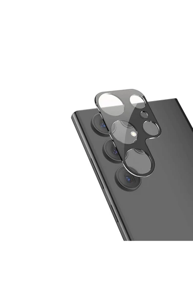 Samsung Galaxy S24 Ultra Kamera Lens Koruyucu Siyah Çerçeveli Korunaklı (3D K.C) ürün görseli 1
