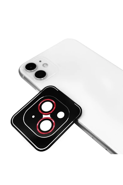 Apple iPhone 12 Safir Kamera Lens Koruyucu (KOLAY TAKMA APARATLI) CL-11 Kırmızı ürün görseli 1