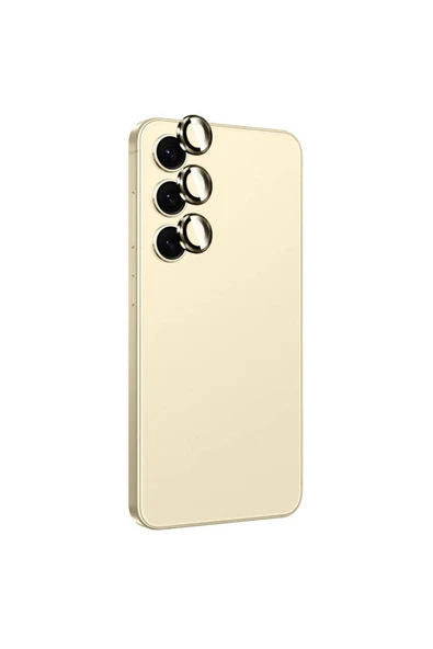 Galaxy S24 Plus Uyumlu Titanium Premium Temperli Kamera Lens Koruyucu-Sarı ürün görseli 1
