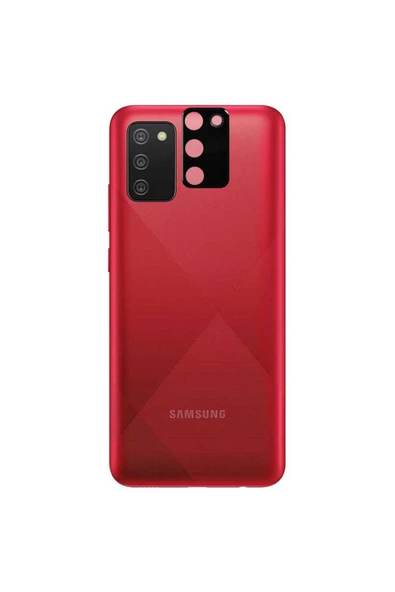 Samsung Galaxy A02S Kamera Lens Koruyucu Siyah Çerçeveli Korunaklı (3D K.C) Siyah ürün görseli 1