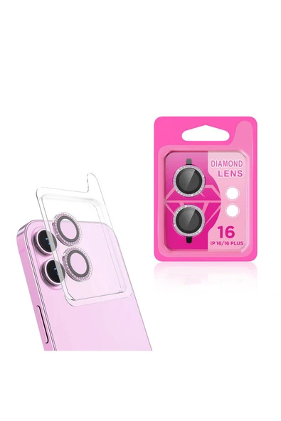 Apple iPhone 16 Kamera Lens Koruyucu Renkli Taşlı Tasarım Kolay Takma Aparatlı (CL-06) ürün görseli 1