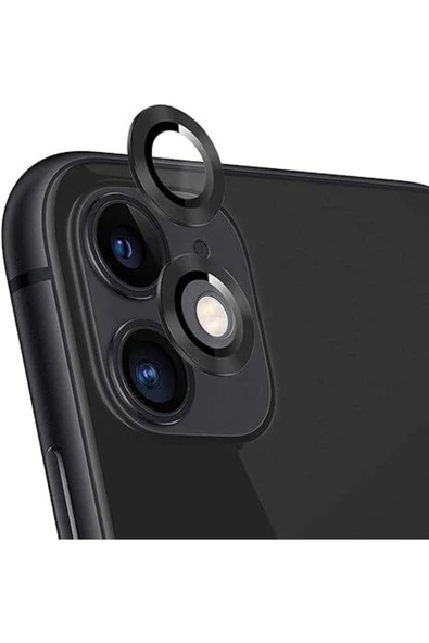 iPhone 11 Uyumlu Safir Kamera Lens Koruyucu (KOLAY TAKMA APARATLI) CL-12 Siyah ürün görseli 1