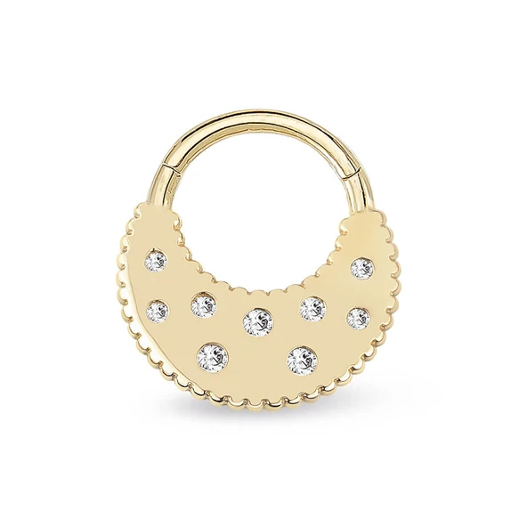 Tırtıklı Taşlı Altın Helix Piercing ürün görseli 1