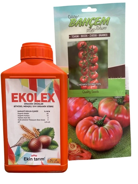 Çoklu Set Ekolex Sıvı Bitkisel Menşeli Organik Gübre Köy Domatesi Tohumu Çeri Domates Tohumu 10Gr ürün görseli 1