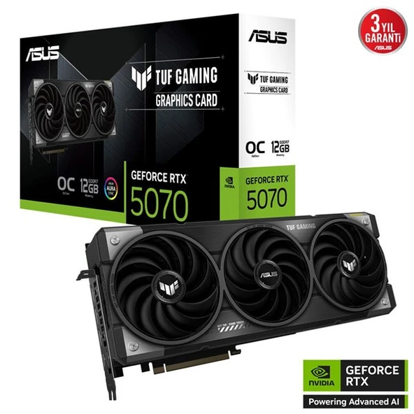 ASUS 12GB TUF GAMING RTX5070-O12G GDDR7 192bit HDMI DP PCIe 5.0 ürün görseli 1