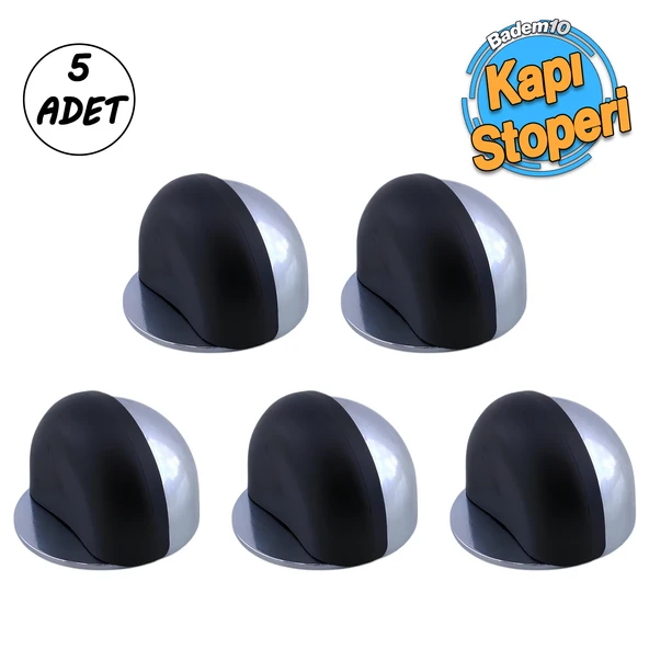 Yarımay Kapı Stoperi Tamponu 5 Adet Vidalı Metal Ağır Kapı Stopu Hızlı Durdurucu Tutucu Krom gümüş ürün görseli 1