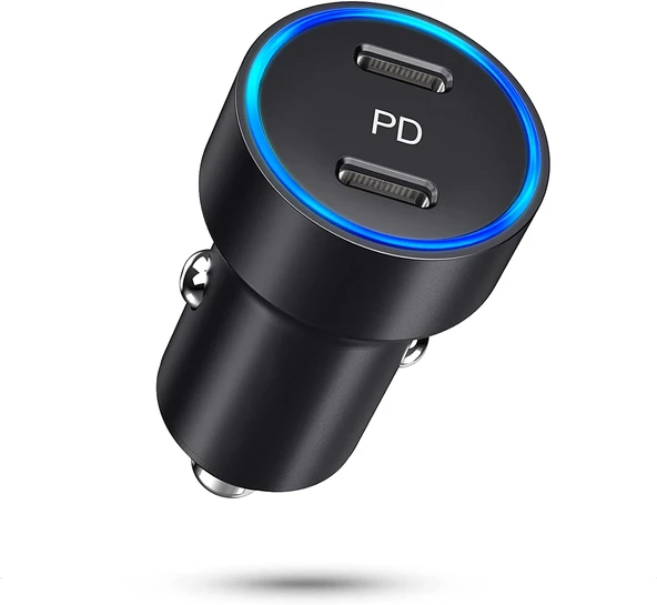 USB araç içi şarj cihazı siyah 12V-24V araç adaptörü mobil telefon tablet USB-C 2A 40W yüksek ikili Hızlı şarj M2 TEC ürün görseli 1