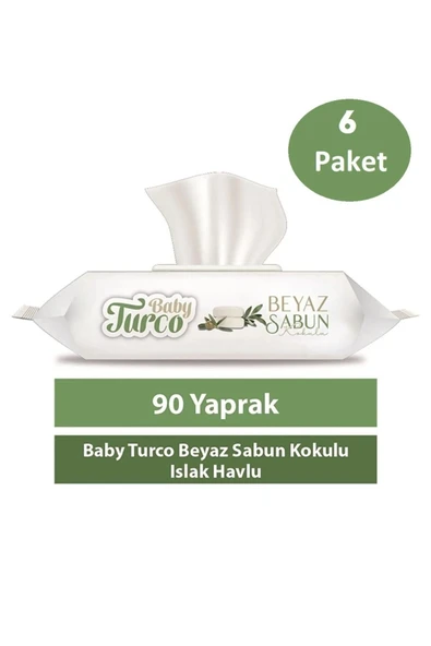 Baby Turco Turco Baby Islak Havlu 90'lı Beyaz Sabun X6 Adet ürün görseli 1