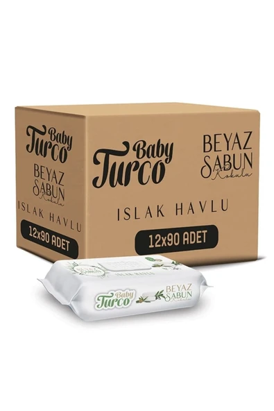 Baby Turco Beyaz Sabun Kokulu Islak Havlu 90'lı X 12 ürün görseli 1