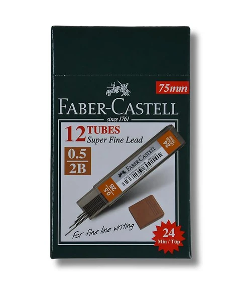 Faber Castell Super Fine Min Kalem Uçu Siyah 0.5 mm 2B 12Li ürün görseli 1