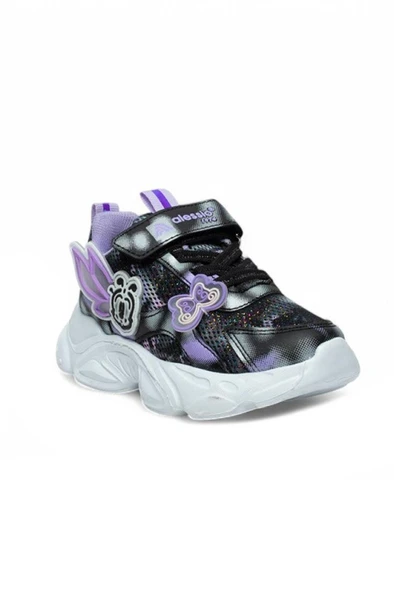 Alessio 034-25 Simli Kelebek Kız Çocuk Sneaker Lila Siyah Beyaz 31-35 ürün görseli 1