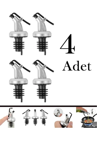4 Adet Damlatmaz Yağdanlıklık Sirkelik Şişe Ucu Kapağı Tıpası Gri Siyah ürün görseli 1