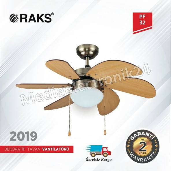 RAKS PF 32  AÇIK KAHVERENGİ Tavan Vantilatörü ürün görseli 1
