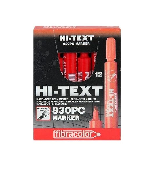 Hi-Text 830PB Yuvarlak Uç Koli Kalemi Kırmızı 12'li ürün görseli 1