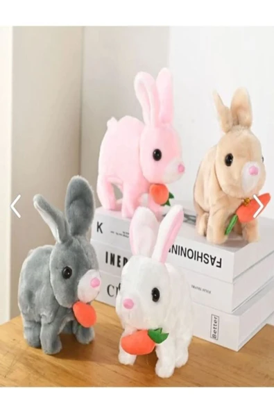 Sesli Pilli Zıplayan Hareketli Havuçlu Peluş Tavşan 18x17 Cm 1 ADET, ürün görseli 1
