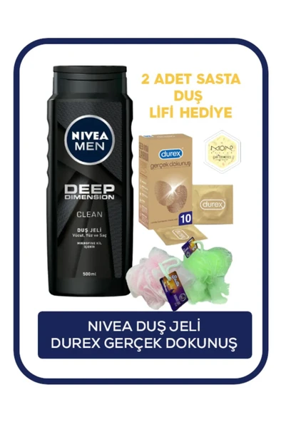NIVEA DEEP DIMENSION DUŞ JELİ ve Gerçek Dokunuş 2 li Set BANYO LİFİ HEDİYE ürün görseli 1