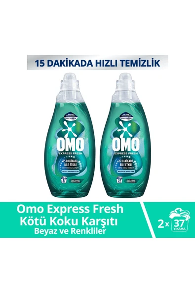 Omo Express Fresh Kötü Koku Karşıtı Beyaz Ve Renkliler Sıvı Çamaşır Deterjanı 1480 ml X2 ürün görseli 1