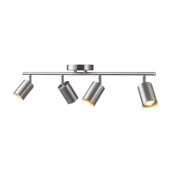 Rsylight Retro İnox Kaplama 180 Derece Hareketli Modern Spor 4 Lü Led Spot Avize Günışığı Ampullü ürün görseli 1