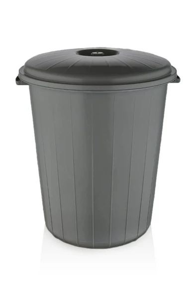 Plastik 50 Litre Battal Kapaklı Kulplu Çöp Kovası Gri My Lotus ürün görseli 1