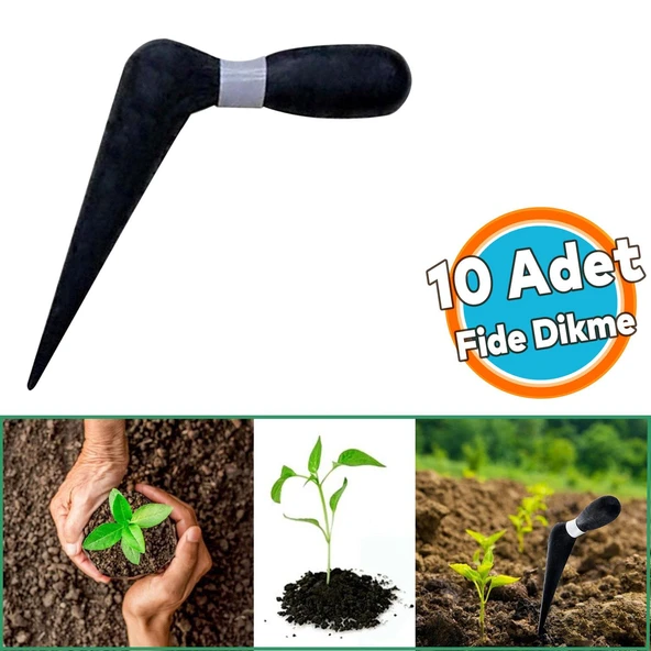 Fide Dikme Aparatı Aleti Fide Dikici Ve Sökücü Siyah Plastik 18 cm (10 Adet) ürün görseli 1
