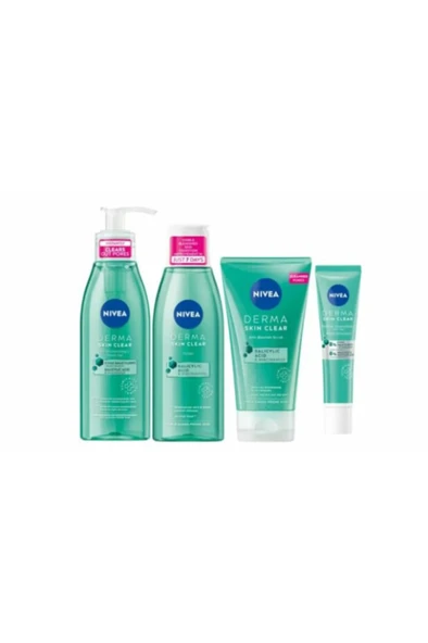 NIVEA Derma Skin Clear Night Exfoliator-sivilceli Ciltler Cilt Bakım Seti 4 lü ürün ürün görseli 1