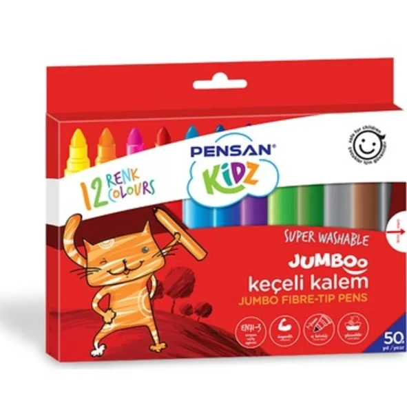 Kidz 12'li Jumbo Keçeli Boya Kalemi ürün görseli 1