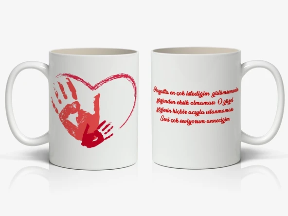 Seni Çok Seviyorum Anneciğim ve Güzel Dilekler Baskılı 1 Adet Anneler Günü Hediyelik Kupa ürün görseli 1