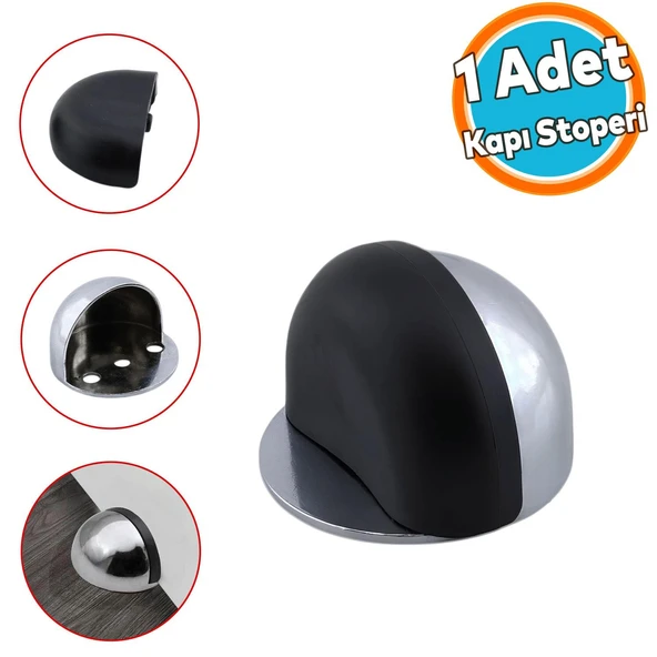 Yarımay Kapı Stoperi Tamponu Vidalı Metal Ağır Kapı Stopu Hızlı Durdurucu Tutucu Krom Gümüş 1 Adet ürün görseli 1