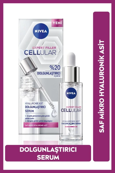 NIVEA Cellular Expert Filler Dolgunlaştırıcı Serum 30ml, Kırışıklık Karşıtı, Hyaluronik Asit, Nemlendirici ürün görseli 1