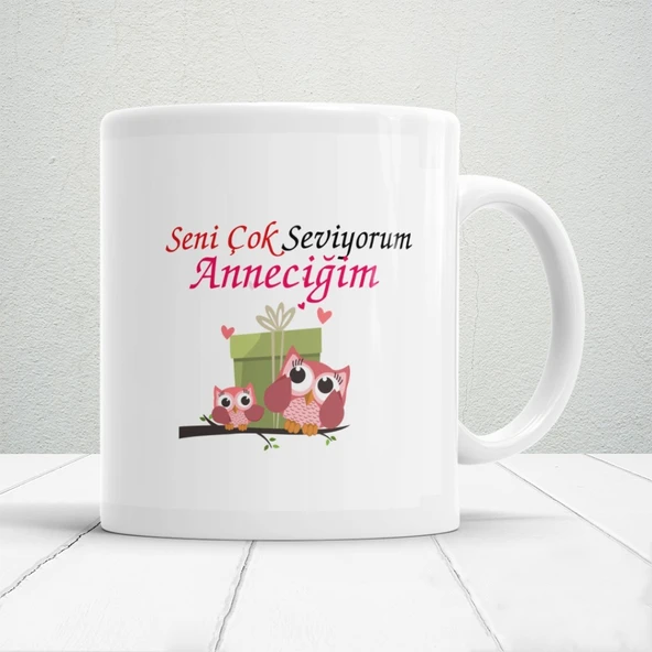 Seni Çok Seviyorum Anneciğim Baskılı Annelerin Gönlünü Fetheden Anneler Günü Hediyelik Kupa Mod1 ürün görseli 1
