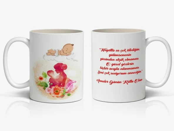 Anneye Sevginizi Anlatan-Anneye Özel Mesajlı 1 Adet Anneler Günü Hediyelik Kupa Mod2 ürün görseli 1