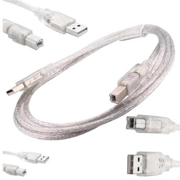 Usb Yazıcı Kablosu 3 Metre Şeffaf 3267 ürün görseli 1