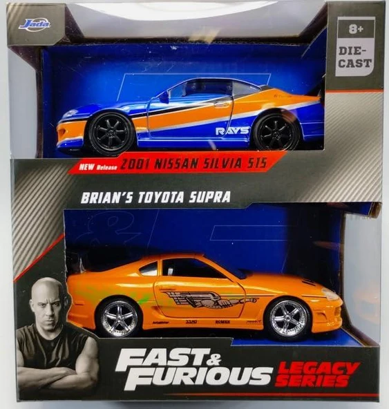 Jada 2001 Nissan Silvia 515 Brian's Toyota Supra 1/32 Model Araba ürün görseli 1
