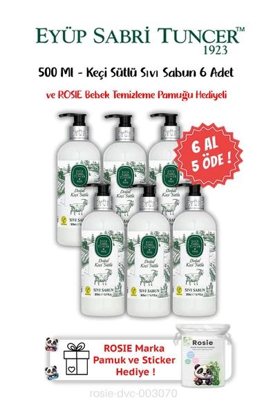 Keçi Sütlü Sıvı Sabun 500 ML 6 AL 5 ÖDE ve ROSIE Hediyeli ürün görseli 1