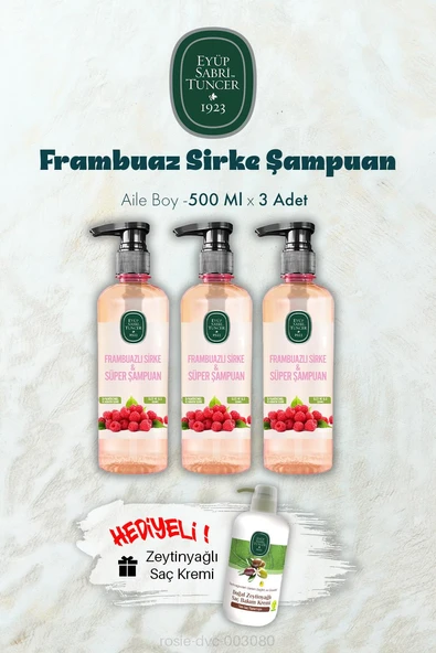 Frambuaz Sirke Şampuan 500 ML X 3 ve Saç Kremi Hediyeli ürün görseli 1
