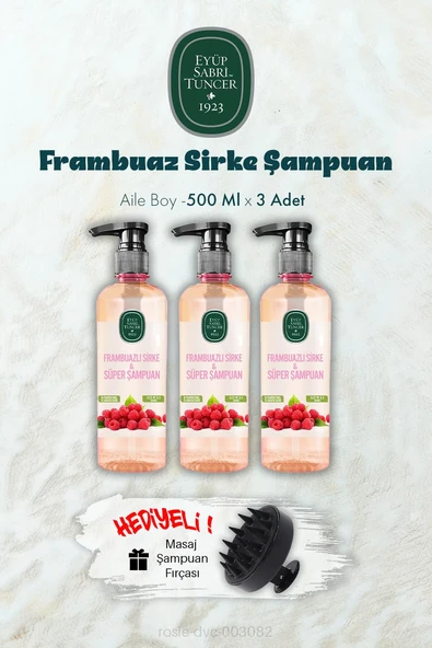 3 Adet Frambuaz Sirke Şampuan 500 ML ve Şampuan Fırçası Hediyeli ürün görseli 1