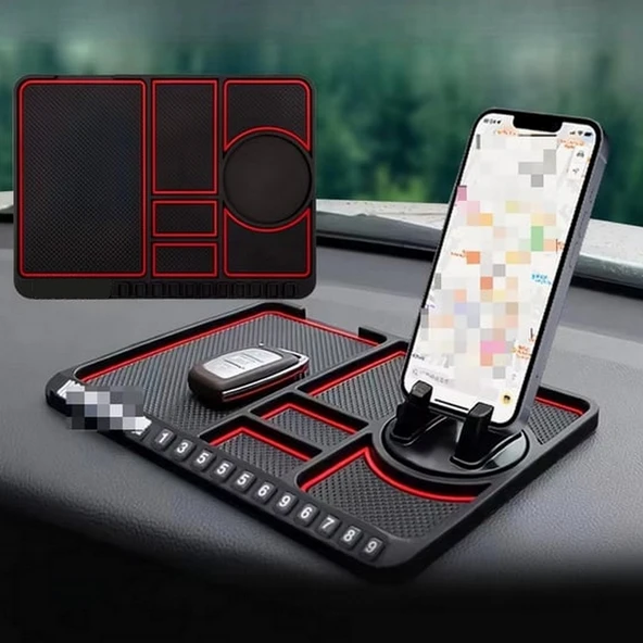 Numaratörlü  Araç Içi Torpido Üstü Kaymaz Ped Mat Telefon Gözlük Tutucu Torpido Telefon Tutucu ürün görseli 1